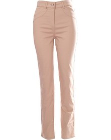 Resim Seleste Minimalist Yüksek Bel Kadın Pantolon - Regular Fit - Günlük & Ofis Bej 