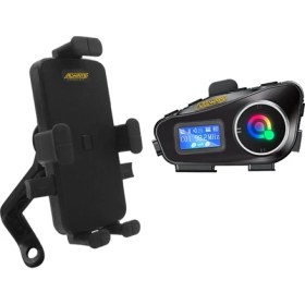 Resim Q58 Max Kask Kulaklık Interkom + Motosiklet Telefon Tutacağı 