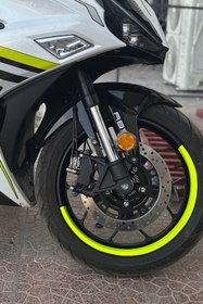 Resim Banxtre Motosiklet 17 Inch Jantlar için Uyumlu Neon Sarı Yarım Jant Şeridi Sticker (4 Parça) 