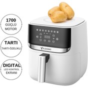 Resim Yasomi Y55 Tartı Özellikli Beyaz 5.7l-6 Litre 1700w Airfryer Fritöz 