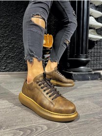 Resim KN Fashion Mp044 Kt Bağcıklı Ortopedik Yüksek/kalın Taban Erkek Sneaker Kahverengi 