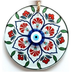 Resim Karanfil Desenli Nazar Boncuklu Füzyon Cam Duvar Süsü 02-10mm 5yards 