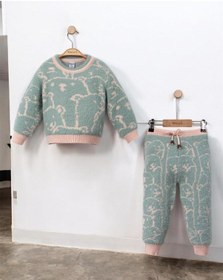 Resim Ayıcık Desen Erkek Bebek Ve Çocuk 2'li Triko Takım Yesil 