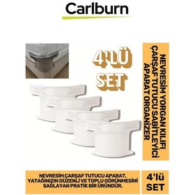 Resim Özel Üretim Kaymaz Pratik Nevresim Yorgan Kılıfı Çarşaf Tutucu Sabitleyici Aparat Organizer 4'lü Set 