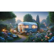 Resim Venspor Romantik Karavan ve Bahçe Temalı Arkaplan, 200x150cm, Fon, Duvar Örtüsü 
