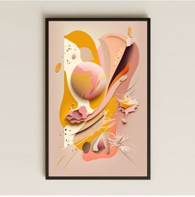 Resim Pastel Renkli Soyut Uzay-çiçek Temalı Şeffaf Pleksi Tablo 