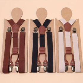 Resim Elastan Malzemeli Nokta Detaylı Retro Tarz Erkek Askı Pantolon - Orta Esneklikte Dokuma, Ayarlanabilir Uzunluk, 4 Bronz Klipsli Klasik Düz Renkli Y Arka Askı Pantolon 
