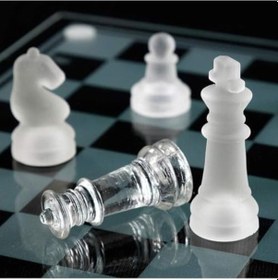 Resim Glass Chess Cam Satranç Takımı Kullanışlı Dekoratif Şık Hediyelik 35x35 Cm 