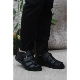 Resim Mehmet Mete 102 Siyah Kale Comfort Deri Erkek Sandalet 