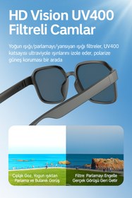 Resim qasul Akıllı Bluetooth Gözlük Ultra Hafif Suya Daynıklı HD Müzik ve Görüşme Destekli 