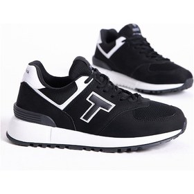 Resim Tonny Black Unisex Siyah Beyaz Kaymaz Eva Taban Süet Sneaker 