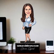 Resim Her Zaman Çalışkan Kadın Karikatürlü Biblo 