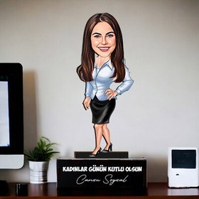 Resim Her Zaman Çalışkan Kadın Karikatürlü Biblo 