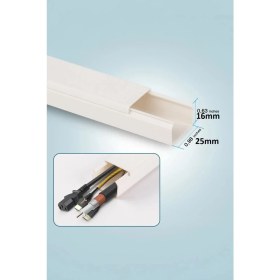 Resim 3'lü 1 Metre Kablo Kanalı Seti 25x16mm PVC Yapışkanlı Kolay Montajlı Kablo Düzenleyici 