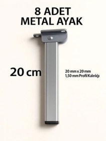 Resim 8li Katlanır Metal Yer Sofrası Ayağı Yer Masası Ayağı 20 Cm Gri 