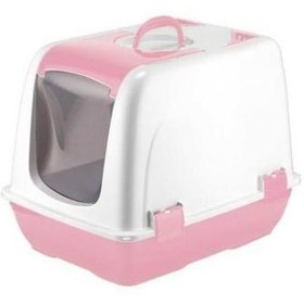 Resim Mikopet Küçük Kapalı Kedi Tuvaleti Pembe 