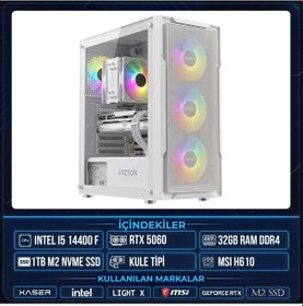 Resim Xaser Light X80 i5-14400F 32 GB 1 TB M.2 NVMe SSD 8 GB RTX5060 Free Dos Masaüstü Oyuncu Bilgisayarı 
