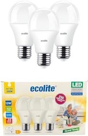 Resim Ecolite 12W LED Ampul 3'lü Paket - 1521 Lümen, 100W Eşdeğer, E27 Duy, 3000K Sarı Işık, Opal Cam,%88 Enerji Tasarrufu, 15000 Saat Ömür 