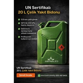 Resim Astraled Çelik Dayanıklı Benzin Akaryakıt Mazot Taşıma Doldurma Depolama Bidon Bidonu 20 Lt 