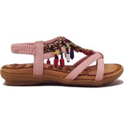 Resim GUJA BLG22Y154 PEMBE KIZ ÇOCUK ARKADAN LASTİKLİ BONCUKLU SANDALET Pembe 