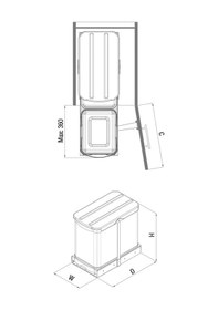 Resim Starax 16+1Lt Teleskopik Raylı Paslanmaz Gövde Çöp Kovası S-2395 Gri 