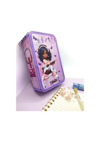 Resim Xl Jumbo Model Gitarlı Kız Müzik Kalem Kutusu Organizer Kalemkutu 3 Bölmeli Kalemlik Mor Mor 