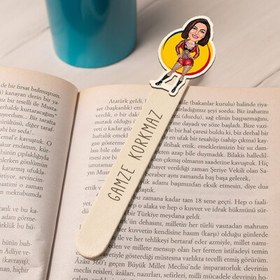 Resim Havalı Kadın Karikatürlü Çubuk Kitap Ayracı 