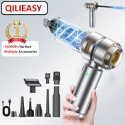 Resim QILIEASY: Kuru Islak Vakum El Tipi Araba Kablosuz Süpürge: 16000Pa Güçlü Mini El Tipi Süpürgeler - Taşınabilir El Tipi Süpürgeler, USB Şarj Edilebilir Kablosuz Araba Evcil Hayvan Tüyleri Yatak Ev Temizliği için 