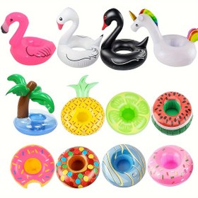 Resim 4'lü Şişme İçecek Tutucuları, Flamingo, Siyah Kuğu, Palmiye Ağacı, Donut Yüzer - Havuz Partileri, Kutlamalar İçin PVC Bardak Altlıkları, Şarj Edilmez, 14 Yaş ve Üzeri İçin Uygundur 