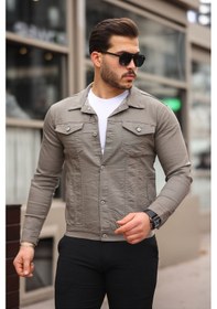 Resim Serseri Jeans Koyu Bej Erkek Kot Ceket Bej 