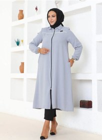 Resim Neva Style Göğüs Biye Detaylı Kap -Gri 