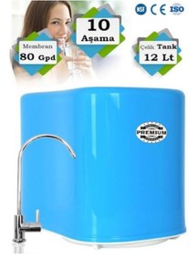 Resim water Premium 10 Aşamalı 12 Lt Metal Tanklı Süper Sarım Membran Teknolojili Pompalı Su Arıtma Cihazı 