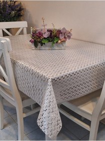 Resim İthal Silinebilir Pvc Masa Örtüsü Kaymaz Tabanlı, Kumaş Görünümlü Pvc Masa Örtüsü İthl4441 Bej 