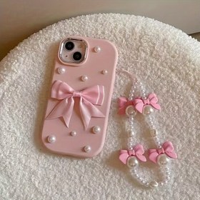 Resim Pembe İnci Kurdeleli Telefon Kılıfı, Yumuşak Kabuk ve Eşleşen Kurdele Bilekliği, Apple Iphone 11 11Promax 12 12Promax 13 13Pro 13Promax 14 14Pro 14Plus 14Promax 15 15Pro 15Plus 15Promax 16 16Pro 16Plus 16Promax için 