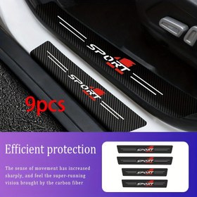 Resim 9 Adet Spor Karbon Fiber Araba Eşik Koruma Şeritleri - Kendinden Yapışkanlı, Dayanıklı PVC Kapı Eşiği Koruyucuları, Tüm Araç Modelleri İçin Geliştirilmiş Tutuş, Araba Koruma Aksesuarları 