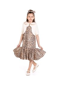 Resim Xo Kids Kız Çocuk Kısa Kol Elbise 3-8 Yaş 2916-1 Kaplan Çok Renkli 