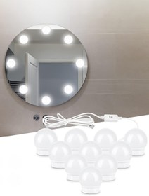 Resim Soillium USB Girişli Hollywood Tarzı 10'lu LED Işık Makyaj Masası İçin Yapıştırılabilir Dekoratif Işık 