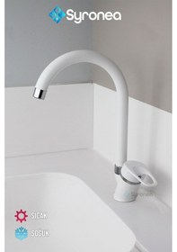 Resim Mat Beyaz Yukon Mix Mutfak Eviye Bataryası Aç Kapa Mutfak Musluk Beyaz 