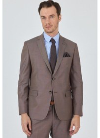 Resim İmza Turuncu Mono Yaka Düz 2 Düğme Classic Yünlü Slim Fit Takım Elbise 1001250175 Turuncu 