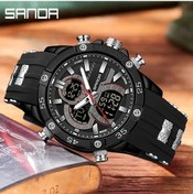 Resim Oldfriend Siyah Sanda Erkek Su Geçirmez Spor Saati Çift Ekran Aydınlatmalı 50m Takvimli Diğer 