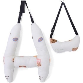 Resim Baş Desteği İle H Şeklinde Araba Uyku Yastığı Araba Koltuğu Desteği İç Bej Ayı 