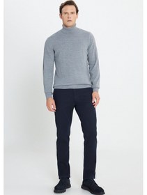 Resim AC&Co / Altınyıldız Classics Erkek Gri Melanj Tüylenme Yapmayan Anti Pilling Özellikli Standart Fit Tam Balıkçı Yaka Triko 4A4923100004GMJM Gri Melanj 