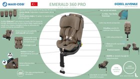 Resim Maxi-Cosi Emerald 360 Pro I-Size Dünyanın İlk Kızaklı, Araç Dışına Çıkabilen, ADAC'lı, 360 Dönebilir Yatabilir 0-36 kg Bebek Oto Koltuğu Authentic Black 