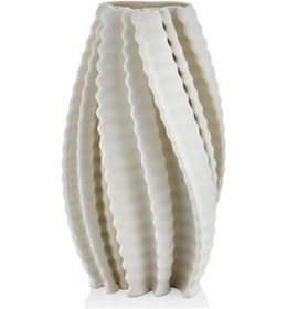 Resim Lamedore Abstract Spıral Beyaz 3d Vazo 19x20x35 Cm Beyaz 