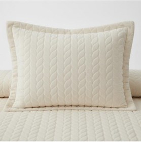 Resim Süet Başak Tek Kişilik Yatak Örtüsü 180x240 Krem Krem 