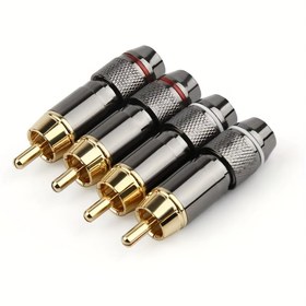 Resim Lotus Fişi için Tüm Bakır Kendinden Kilitli Çift Katmanlı RCA Fişi Lotus Erkek için Tüm Bakır Kendinden Kilitli RCA Erkek 