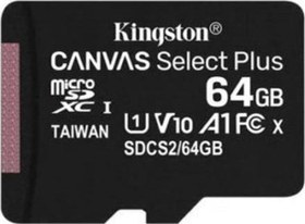 Resim MicroSD XC Canvas Select Plus 64 GB 100R A1 C10 Card ve Adaptör 