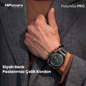 Resim HiFuture FutureGo Pro Bluetooth 5.0 IP68 Su Geçirmez 1.32 inç Arama Özellikli iOS&Android Uyumlu Nabız Spor Kan Oksijen Takibi 34mm Akıllı Saat Siyah 