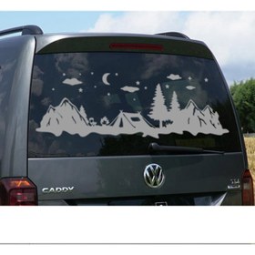 Resim Melek Pazarı 90 X 32 Cm Kamp Çadırı Ve Dağ Manzarası Karavan Sticker 