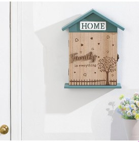 Resim 2073 Duvara Montajlı Dekoratif Anahtarlık Dolabı - Duvar Askılı Anahtar Saklama Kabini 17x27,5cm Açık Mavi 